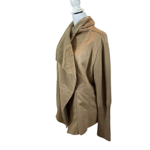 Ladies Hazel Brand Gia Faux Suede and Knit Waterfall Cardigan Size Large - Picture 4 of 12